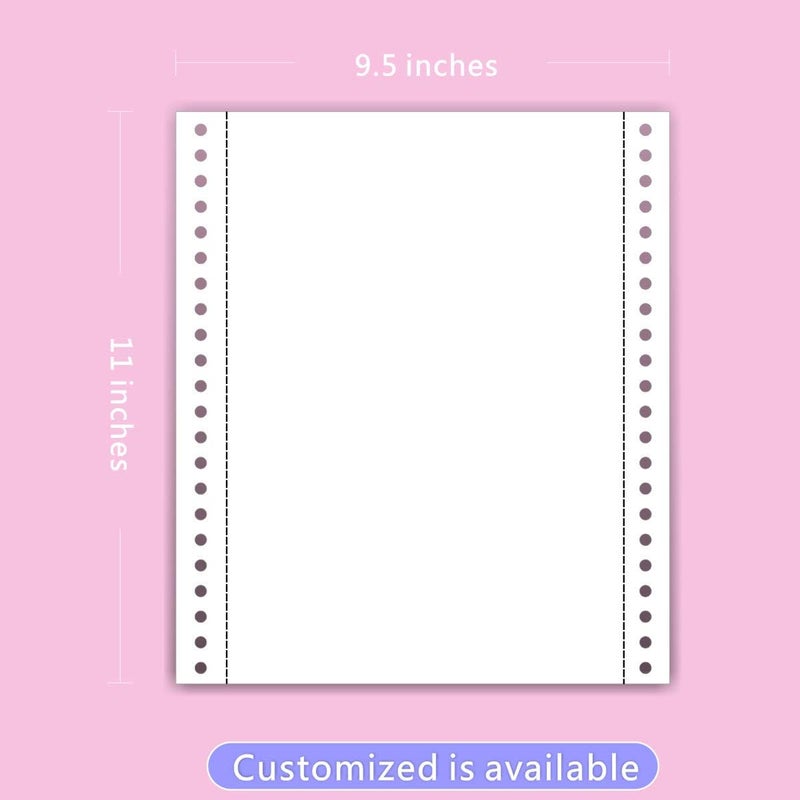 FirstZi Blank 9.5x11 Inches Continuous Feed Computer Paper Fanfold for Dot Matrix Printers, 1000 Count per Box, White 1 Part, Margin Perforated, Perfect for Receipts, Invoices, Bill List - Image 2