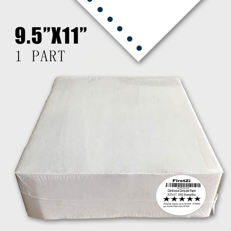 FirstZi Blank 9.5x11 Inches Continuous Feed Computer Paper Fanfold for Dot Matrix Printers, 1000 Count per Box, White 1 Part, Margin Perforated, Perfect for Receipts, Invoices, Bill List - Image 3