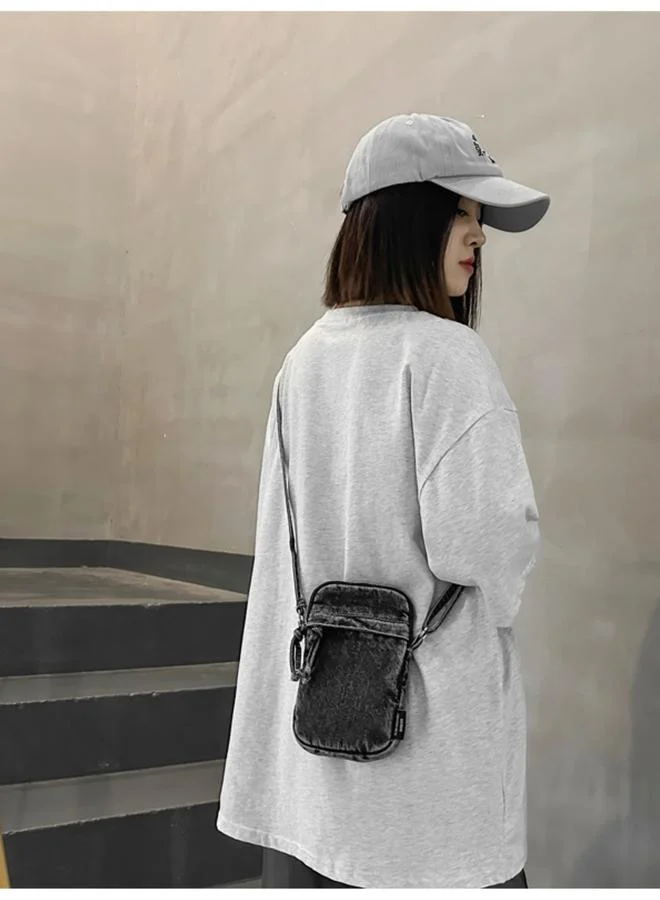 Take Two Black Denim Crossbody Bag with Zip