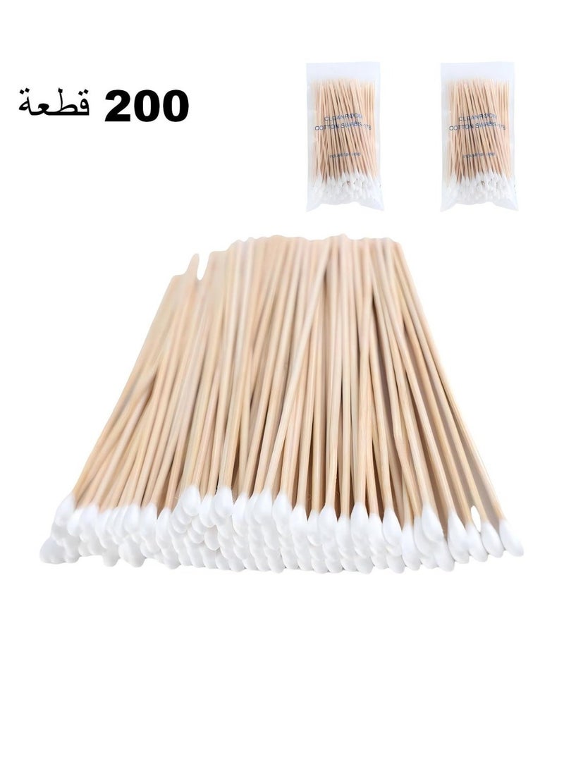 200PCS Cotten Swab Applicators, 6 Inch Long Wooden Cotton Swabs - Cleaning Gun Sterile Medical Q Sticks Tips Applicator With Wood Handle - Makeup & Ear Cleaner Remover Tools - For Ceramics, Jewelry - Image 1