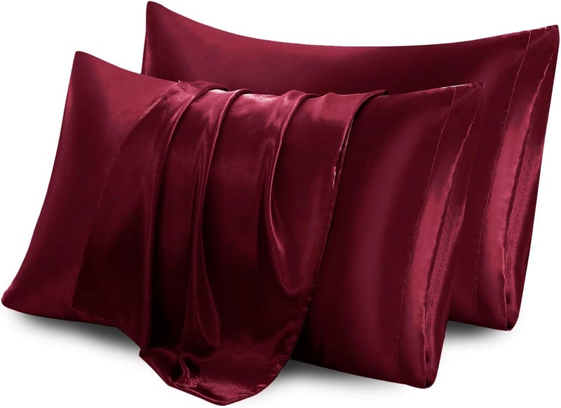 elanorhomes 300TC Premium Satin King Size Bedsheet 93 * 108 inches with 2 Pillow Covers | Ideal for Summers & Winters | Valentine for Couples, Romantic Dates, and Weddings (Duke's Wine) - Image 3