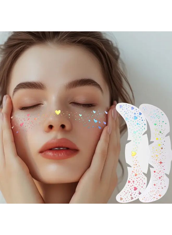 6pcs Holographic Face Stickers Sparkling Star Heart Dot Patterns Festival Makeup - Image 5