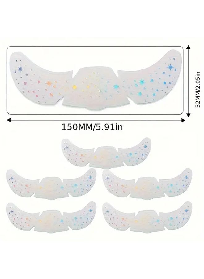 6pcs Holographic Face Stickers Sparkling Star Heart Dot Patterns Festival Makeup - Image 3