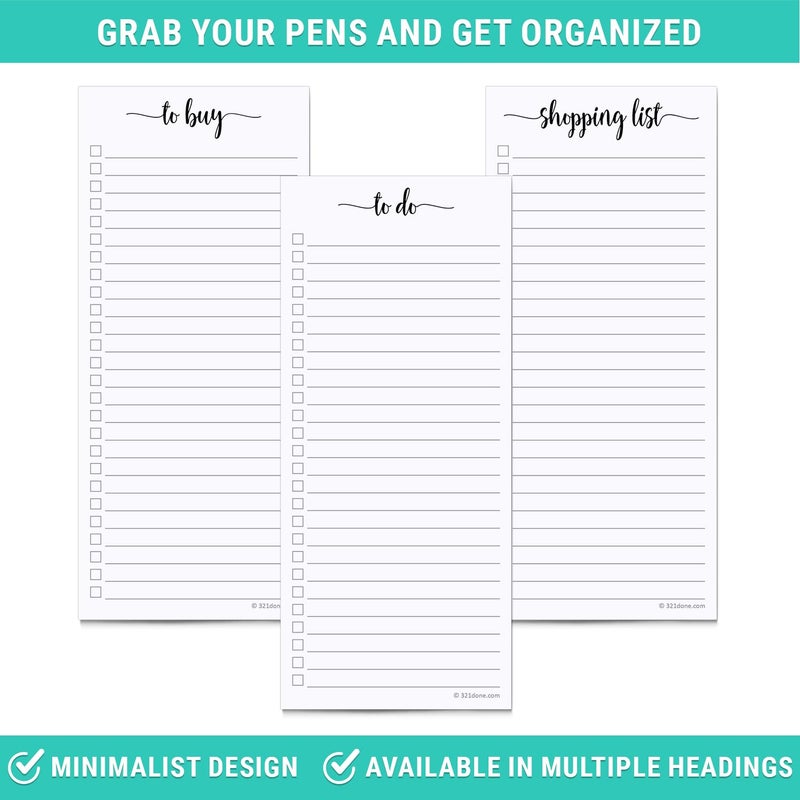 321Done 2-Pack Skinny To Do List Notepad, Made in USA - 3.7x8.5, College Ruled, Simple Stylish To-Dos Memo Pad for Planning, Tasks, Appointments, Reminders, Home, Office - 50 Sheets per Pad - Image 5