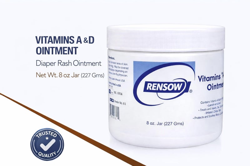 Rensow Vitamin A&D Ointment Tattoo Aftercare Healing Ointment Skin Protection & Recovery Balm – Moisturizing Vitamin A & D Cream for Fresh Tattoos Dry Skin & Irritation Relief (8oz) - Image 2