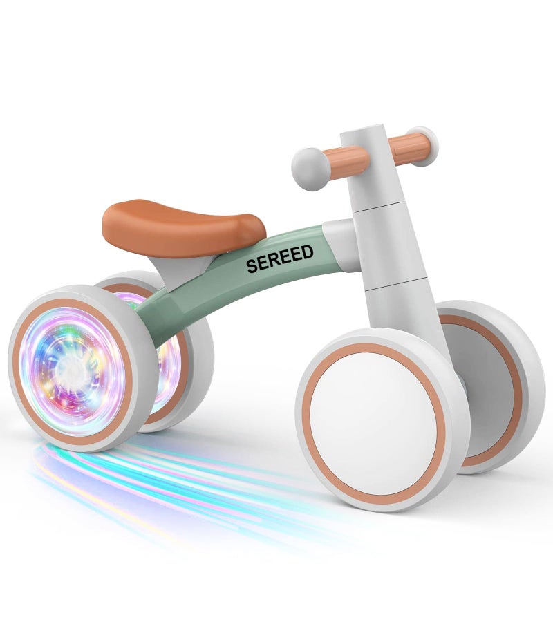 SEREED Colorful Lighting Baby Balance Bike Toys for 1 Year Old Boys Girls 1224 Month Toddler Balance Bike with 4 Silence Wheels First Birthday Gift Green - Image 2