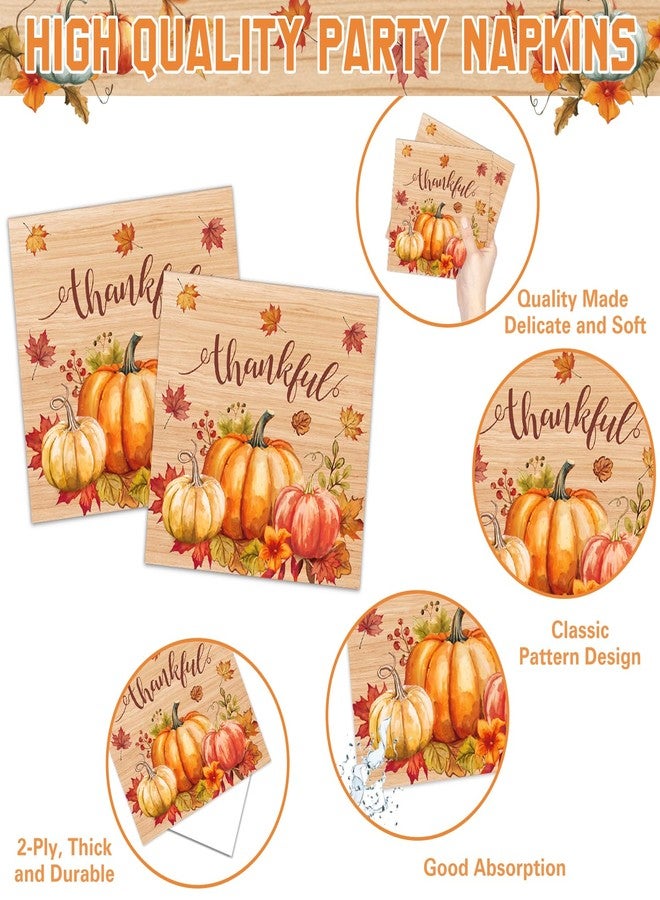 LINHAXM 150 PCS Autumn Harvest Thanksgiving Party Decorations Supplies, Plates and Napkins Set for 50 Guests Thankful Themed Party Decorations for Fall Dinner - Image 4