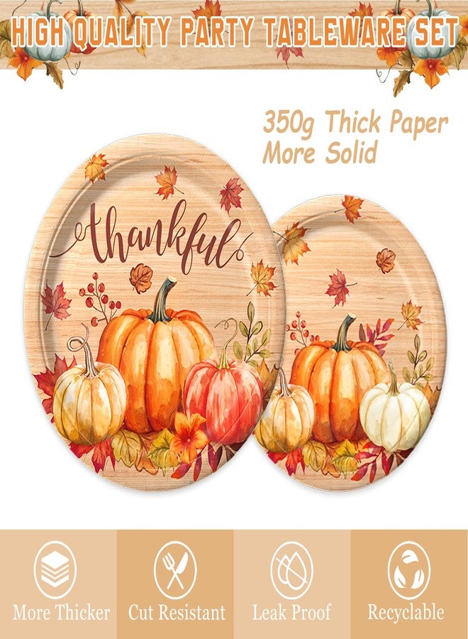 LINHAXM 150 PCS Autumn Harvest Thanksgiving Party Decorations Supplies, Plates and Napkins Set for 50 Guests Thankful Themed Party Decorations for Fall Dinner - Image 3