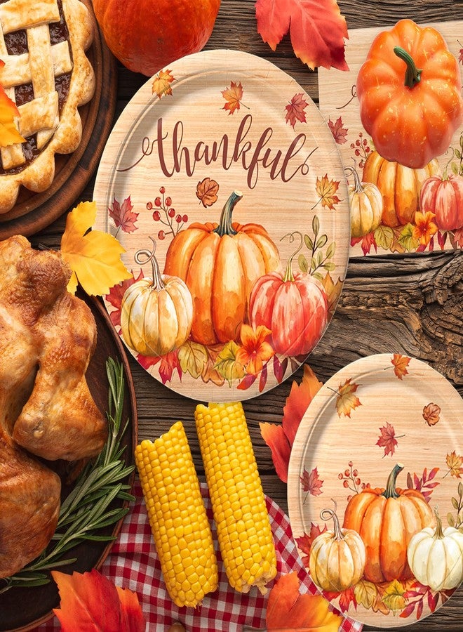 LINHAXM 150 PCS Autumn Harvest Thanksgiving Party Decorations Supplies, Plates and Napkins Set for 50 Guests Thankful Themed Party Decorations for Fall Dinner - Image 5