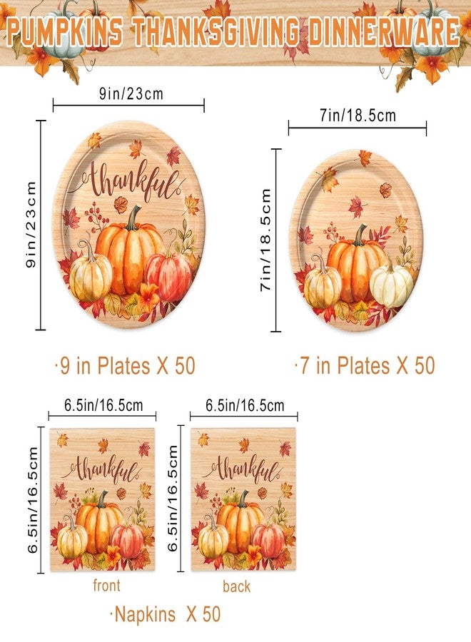 LINHAXM 150 PCS Autumn Harvest Thanksgiving Party Decorations Supplies, Plates and Napkins Set for 50 Guests Thankful Themed Party Decorations for Fall Dinner - Image 2