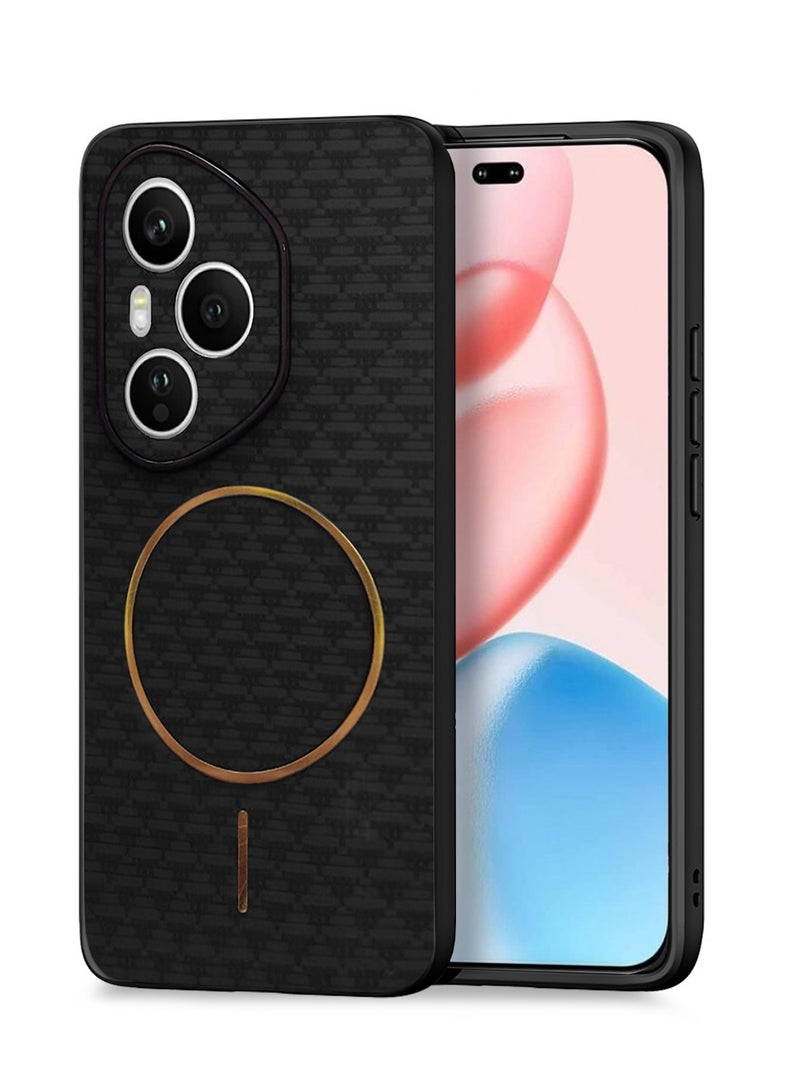 Wtech Honor 400 Pro 5G 2025 Magsafe Hard Back Carbon Fabric Texture Case Cover - Black - Image 1