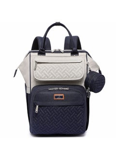 BabbleRoo Diaper Bag Backpack, Multifunction Large Bags With Changing Pad & Stroller Straps Pacifier Case, Unisex Stylish Travel Back Pack Nappy For Moms Dads (Stone Gray Blue)  - Image 1