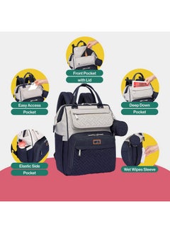 BabbleRoo Diaper Bag Backpack, Multifunction Large Bags With Changing Pad & Stroller Straps Pacifier Case, Unisex Stylish Travel Back Pack Nappy For Moms Dads (Stone Gray Blue)  - Image 5