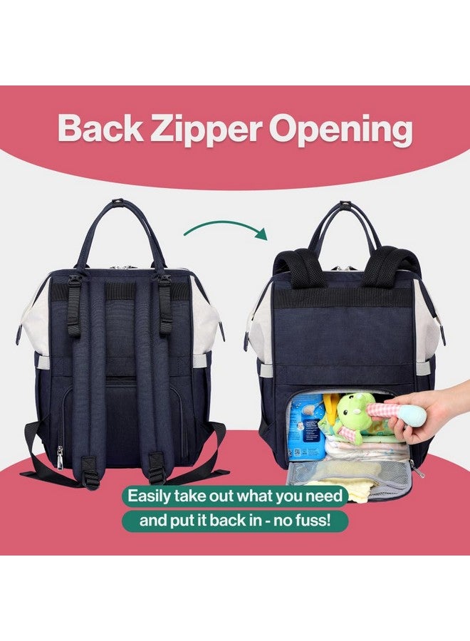 BabbleRoo Diaper Bag Backpack, Multifunction Large Bags With Changing Pad & Stroller Straps Pacifier Case, Unisex Stylish Travel Back Pack Nappy For Moms Dads (Stone Gray Blue) - Image 4
