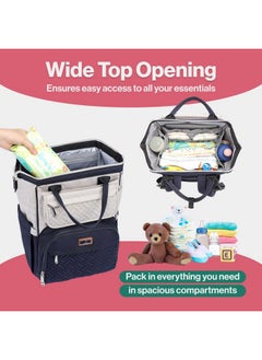 BabbleRoo Diaper Bag Backpack, Multifunction Large Bags With Changing Pad & Stroller Straps Pacifier Case, Unisex Stylish Travel Back Pack Nappy For Moms Dads (Stone Gray Blue)  - Image 2