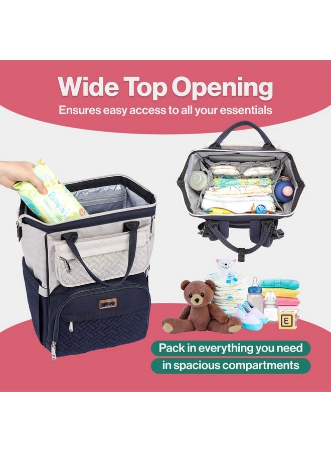 BabbleRoo Diaper Bag Backpack, Multifunction Large Bags With Changing Pad & Stroller Straps Pacifier Case, Unisex Stylish Travel Back Pack Nappy For Moms Dads (Stone Gray Blue) - Image 2