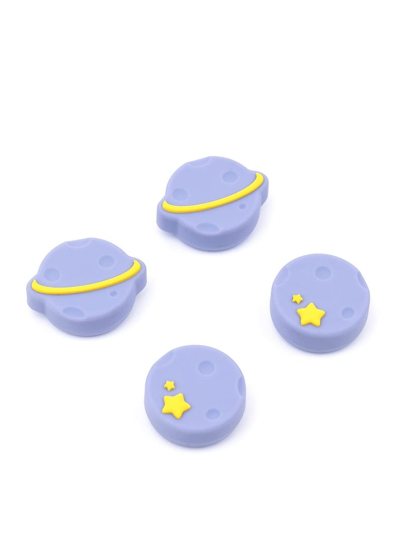 KASTWAVE - Thumb Grip Caps Compatible with Nintendo Switch / OLED / Switch Lite ,Soft Silicone Joystick Rocker Cover,4PCS (Purple Happy Planet Pattern) - Image 1