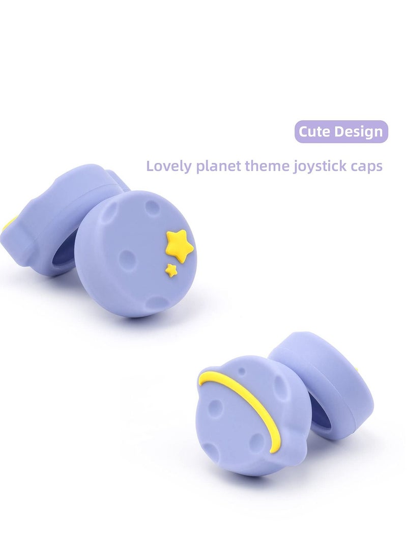 KASTWAVE - Thumb Grip Caps Compatible with Nintendo Switch / OLED / Switch Lite ,Soft Silicone Joystick Rocker Cover,4PCS (Purple Happy Planet Pattern) - Image 1