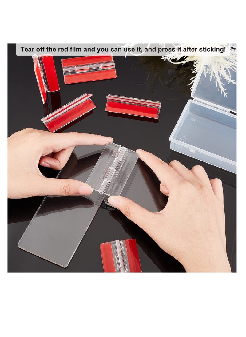 Generic - Self-Adhesive Clear Acrylic Hinges - 6 Pcs, 64.5mm No Glue Required Folding Hinge for DIY Projects, Storage & Display Solutions - Image 1