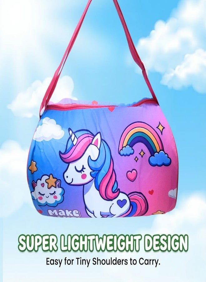 FancyHub Kids Cartoon Printed Travel Bag – Jungle & Unicorn Design | Lightweight Waterproof Shoulder Duffle Bag for Boys & Girls (Pink Blue) - Image 5