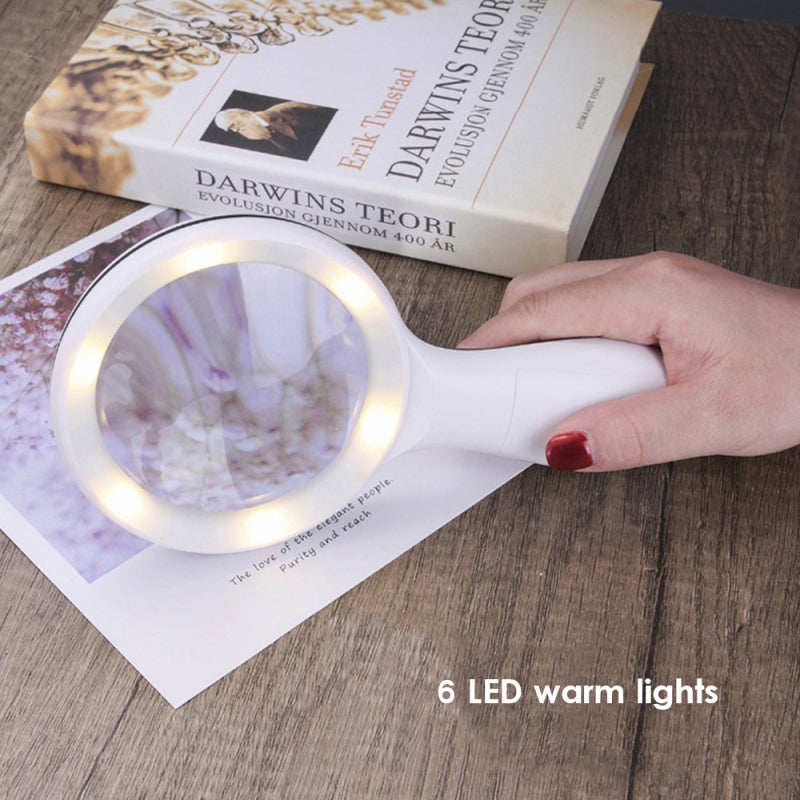 Handheld Magnifier 10X Optical Glass Lens - Large 88mm Diameter Handheld Magnifying Glass With 18 Switchable LED Lights For Low Light Reading Inspection For Elderly And Children - Image 2