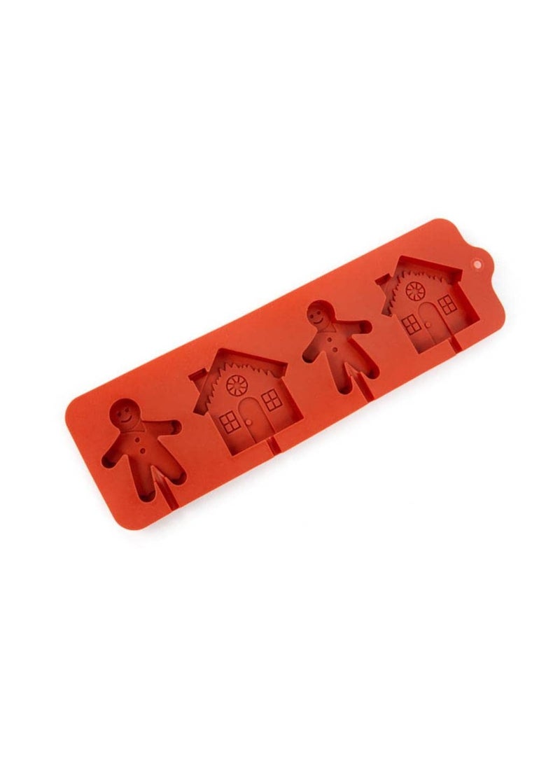 Skytail 4 Slot Gingerbread Man Chocolate Mould Gingerbread Man House Fondant Cake Decorating Cupcakes Decoration Topper Decorating Christmas Theme Fondant ice Cube sugarcraft Resin - Image 3