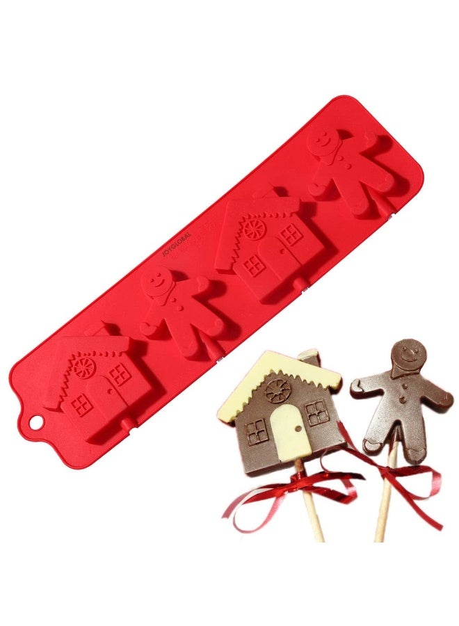 Skytail 4 Slot Gingerbread Man Chocolate Mould Gingerbread Man House Fondant Cake Decorating Cupcakes Decoration Topper Decorating Christmas Theme Fondant ice Cube sugarcraft Resin - Image 5