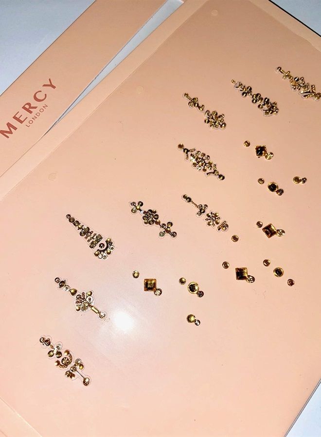 KARIZMA Priyanka Gold Bindis ✮ MERCY LONDON Crystal Indian Bindi Face Jewels Gold Silver Multi Packet Bridal  - Image 3