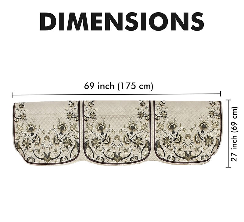 Yellow Weaves Velvet 3 Seater Quilted Sofa Cover, Floral Design, Seat & Back Cover, Color - Ivory - Image 4