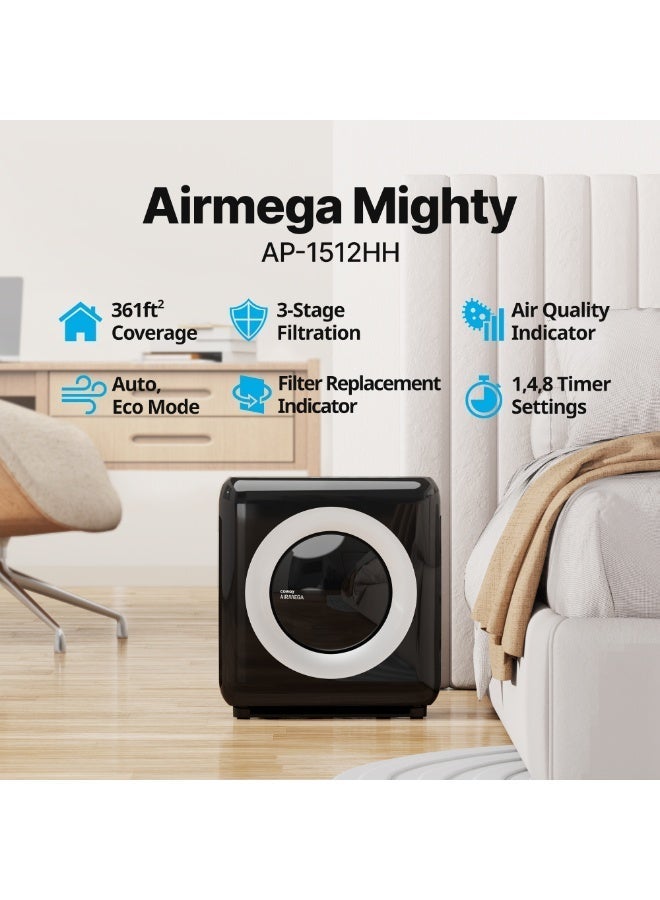 COWAY Air Purifier for Large Home Bedroom 162 m², USA Best Air Purifier by NYT, 3-in-1 Filter, GreenHEPA, Air Quality Monitor, Removes 99.99% Pet, Dust, Odours, Allergies, Quiet 24db, Mighty Black - Image 2