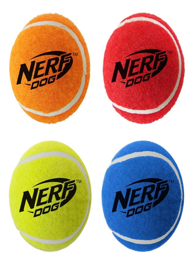Nerf Dog 4-PACK - Squeak Tennis Ball - Blue, Green, Orange and Red - Image 2