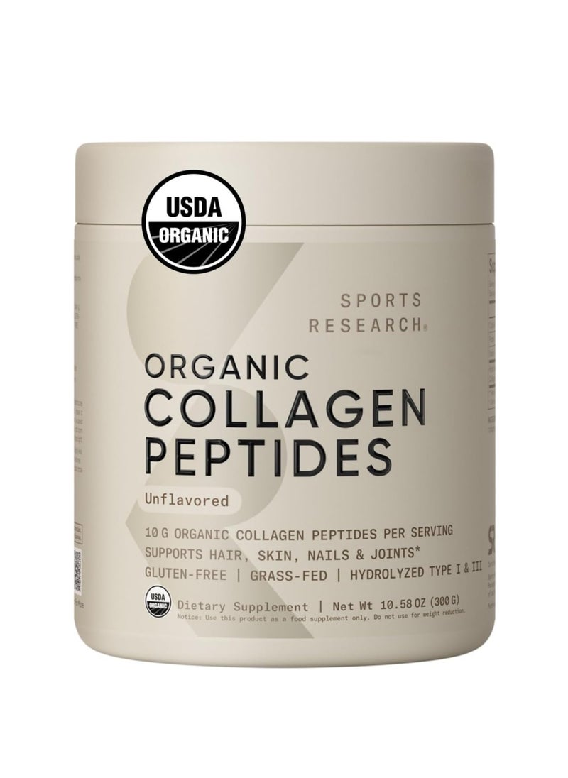 SPORTS RESEARCH - SR Organic Collagen Peptides Unflavored 300g 30 servings - Image 1