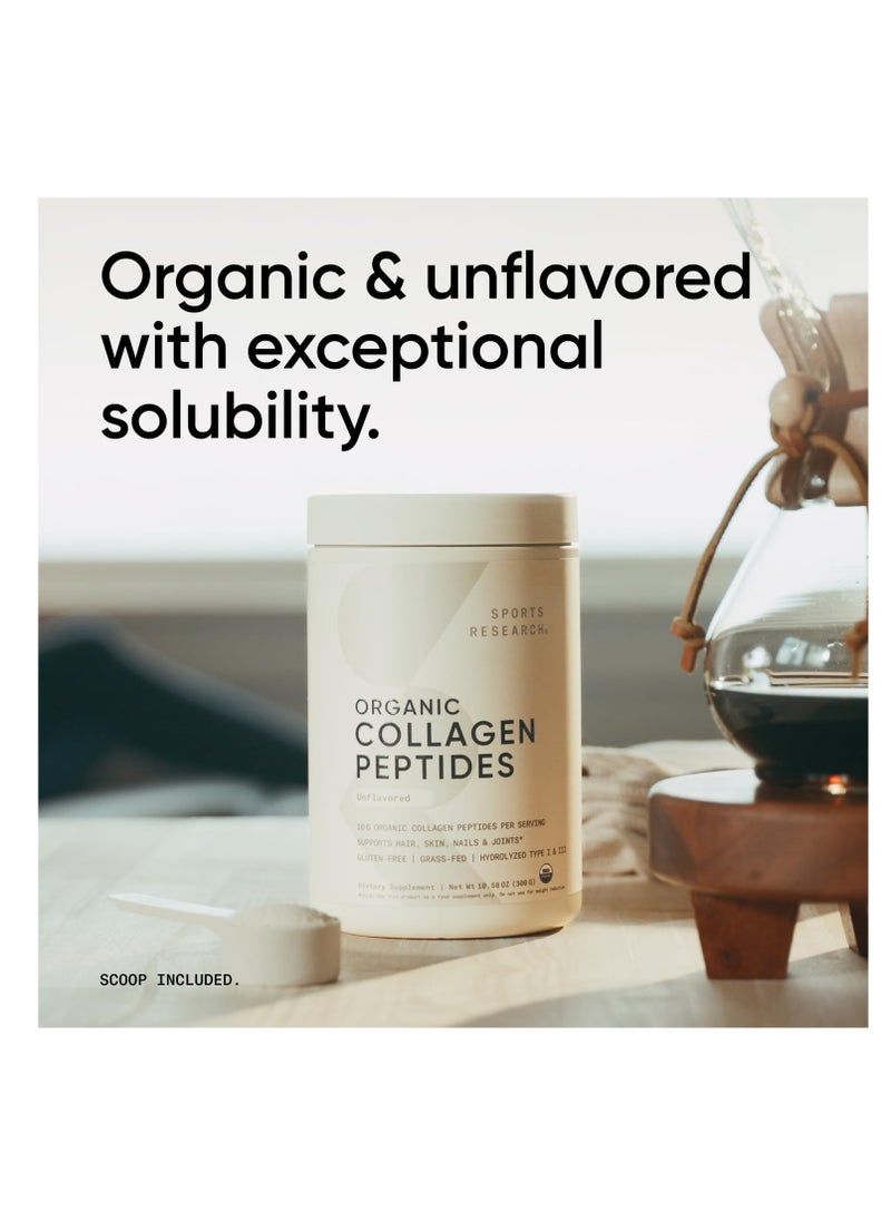 SPORTS RESEARCH - SR Organic Collagen Peptides Unflavored 300g 30 servings - Image 1