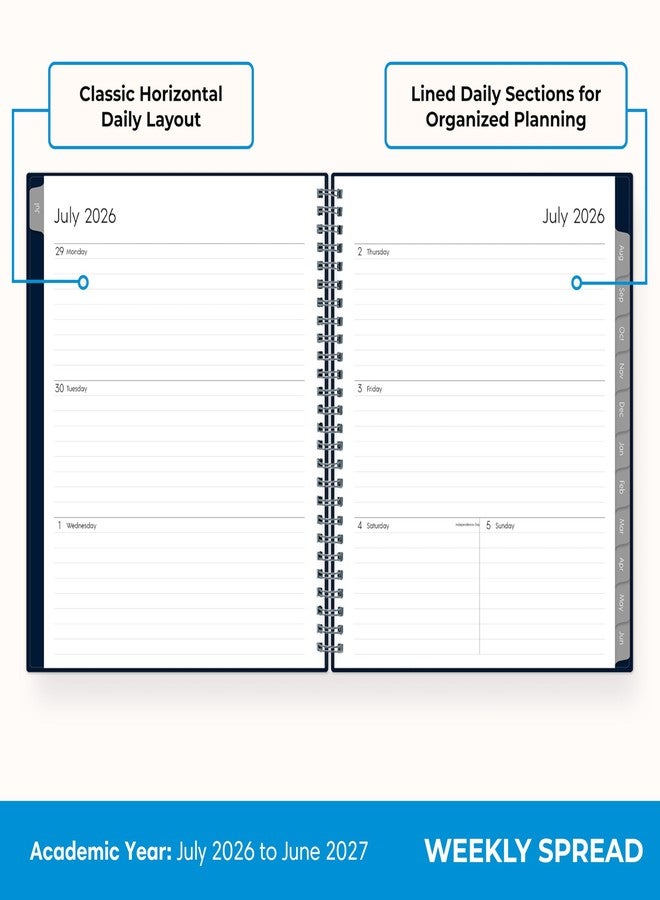 Blue Sky 2026-2027 Weekly and Monthly Academic Year Planner Calendar, July 2026 - June 2027, 7" x 9", Flexible Cover, Wirebound, Laminated Tabs, Enterprise Navy - Image 3