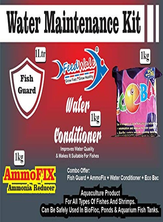 FeedWale Water Maintenance Kit - Fish Guard AmmoFix Water Conditioner EcoBac - Image 1