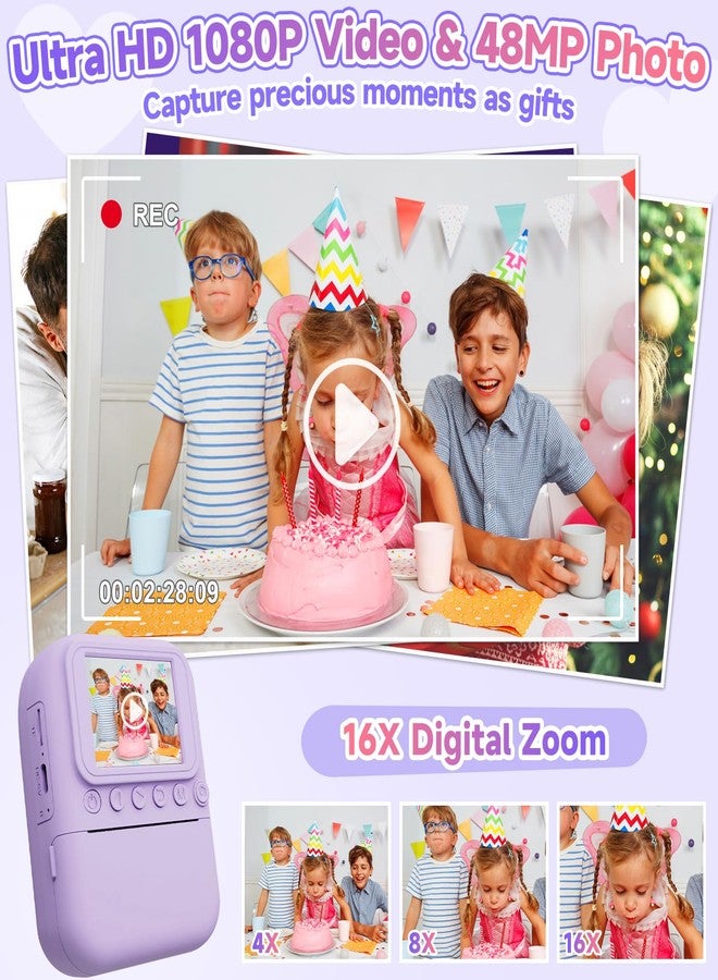 MINIBEAR Kids Camera Instant Print Camera for Kids, Toddler Camera Toys for 3 4 5 6 7 8 Year Old Girls Boys Christmas Birthday Gifts, Kids Digital Camera Instant Print Color Photos 5 Rolls Paper 32GB,Purple - Image 3
