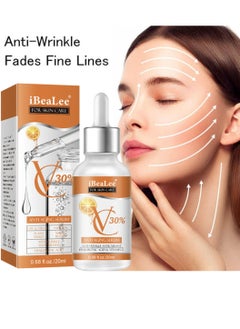 iBealee Anti Aging 30% Vitamin C Serum Get Rid of Acne Marks Shrink Essence Fine Facial Lines Fade Brighten Pores Retinol and Hyaluronic Acid Serum for Brightening Firming and Hydrating Retinol Serum 20ml  - Image 2