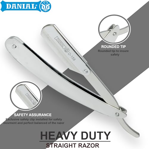 DANIAL Stainless Steel Heavy Duty Professional Razor for Men | Precision Beard Shaping & Clean Shaving | Durable Metal Straight Razor with Anti-Slip Handle | Suitable for Barbers & Home Grooming - Image 4