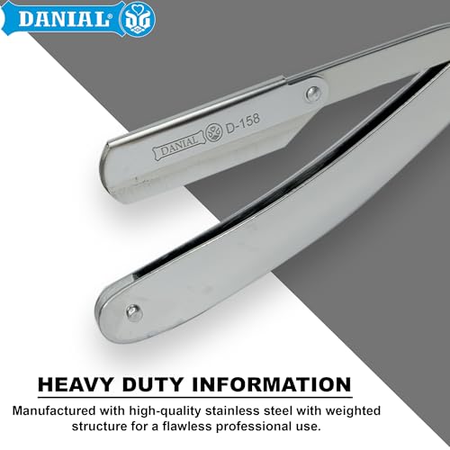DANIAL Stainless Steel Heavy Duty Professional Razor for Men | Precision Beard Shaping & Clean Shaving | Durable Metal Straight Razor with Anti-Slip Handle | Suitable for Barbers & Home Grooming - Image 3