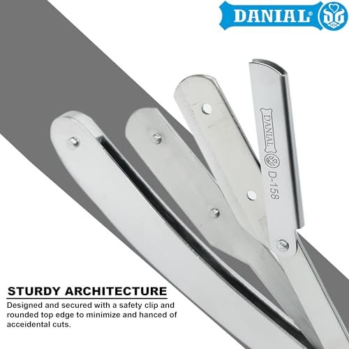 DANIAL Stainless Steel Heavy Duty Professional Razor for Men | Precision Beard Shaping & Clean Shaving | Durable Metal Straight Razor with Anti-Slip Handle | Suitable for Barbers & Home Grooming - Image 2