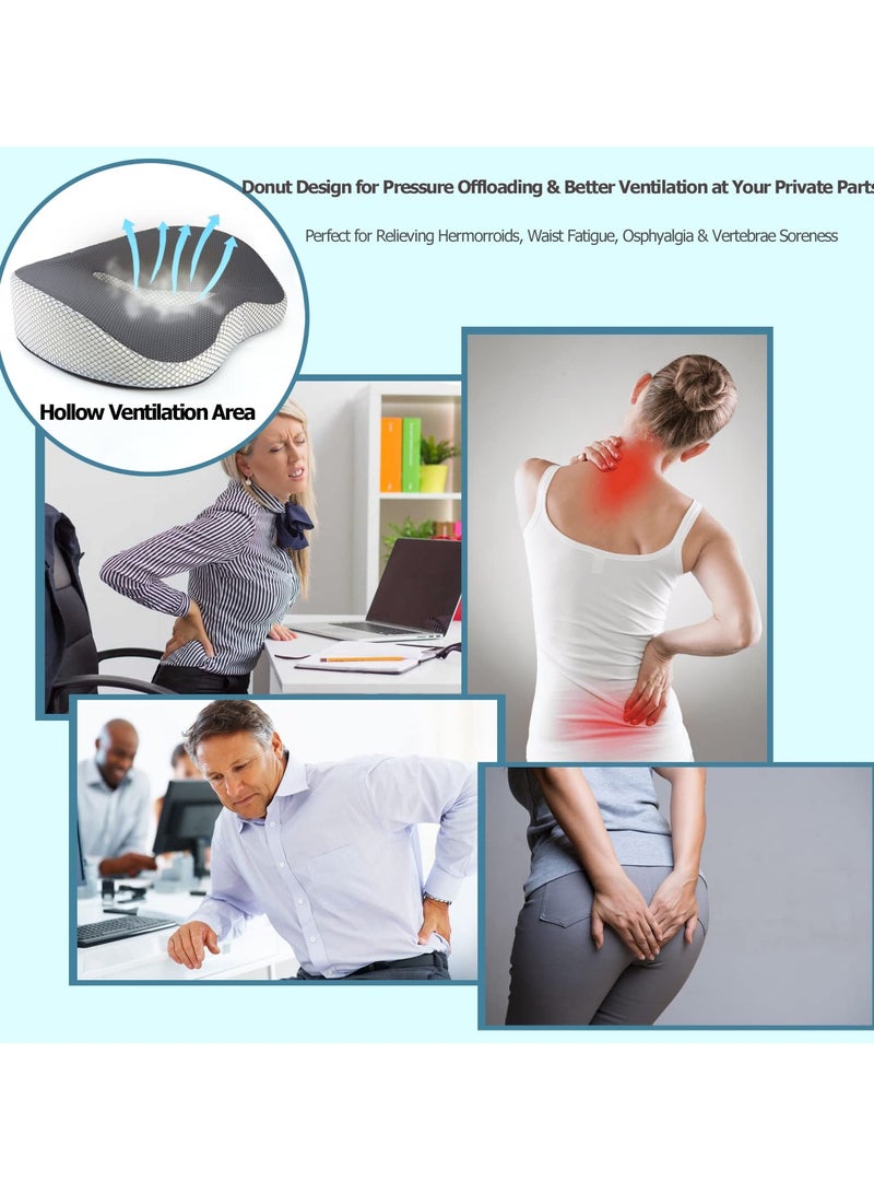 SYOSI Donut Pillow Hemorrhoid Tailbone Cushion, Gel Seat Cushion for Long Sitting, Office Chair Cushion to Relieve Sciatica, Hemorrhoid Pillow Cushion for Tailbone Pain - Image 3