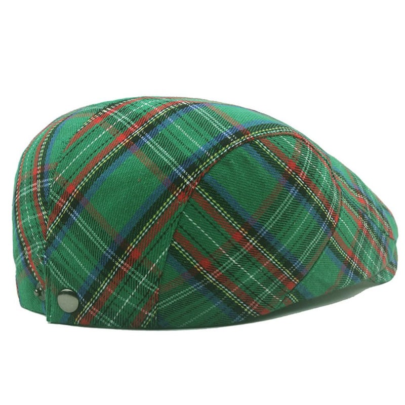 Quanhaigou Men's Cotton Flat Ivy Gatsby Newsboy Driving Hat Adjustable Irish Cabbie Ivy Driving Hunting Cap (Plaid Green) - Image 3