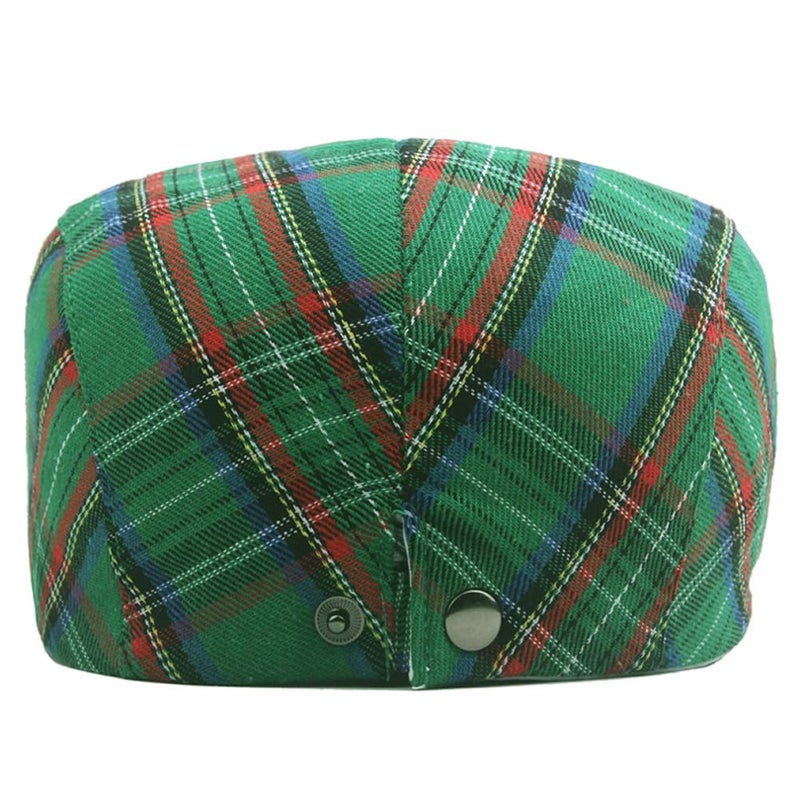 Quanhaigou Men's Cotton Flat Ivy Gatsby Newsboy Driving Hat Adjustable Irish Cabbie Ivy Driving Hunting Cap (Plaid Green) - Image 5