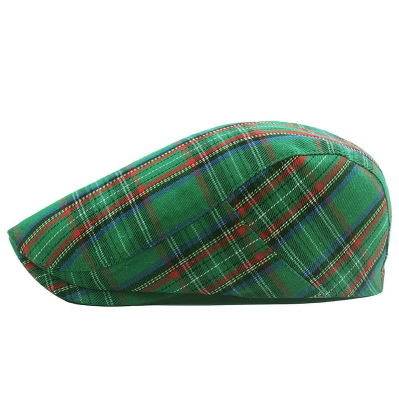 Quanhaigou Men's Cotton Flat Ivy Gatsby Newsboy Driving Hat Adjustable Irish Cabbie Ivy Driving Hunting Cap (Plaid Green) - Image 4