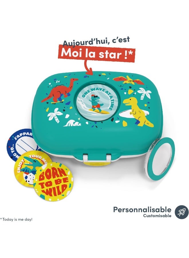 monbento - Children's snack box MB Gram blue Dino - BPA-free snack box ideal for school, picnic, holidays, hiking - Dinosaur snack box for boys and girls - Customisable and durable - Image 3