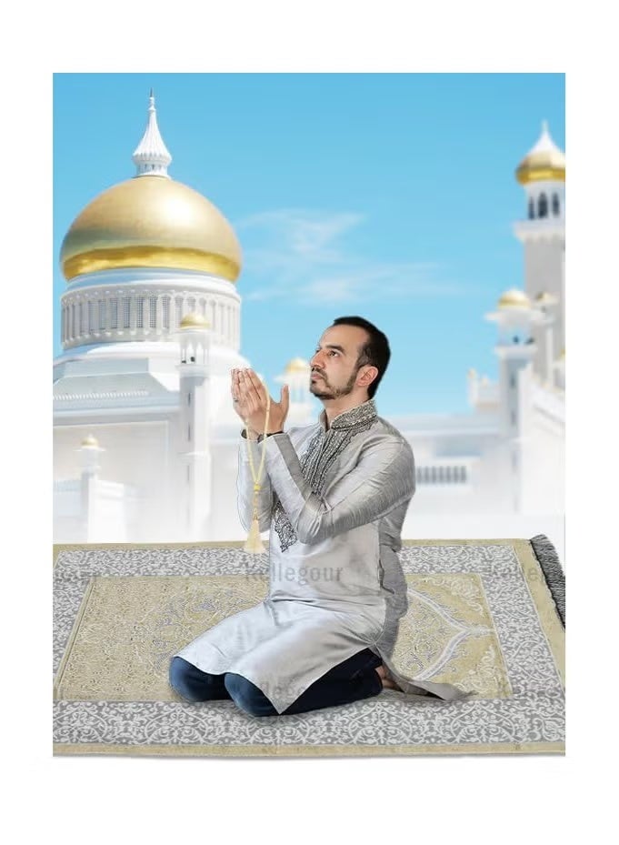 Aramu Prayer Mat with Prayer Beads,Soft Prayer Rug with Elegant Square Gift Box,for Praying Men,Women,Kids  - Image 3