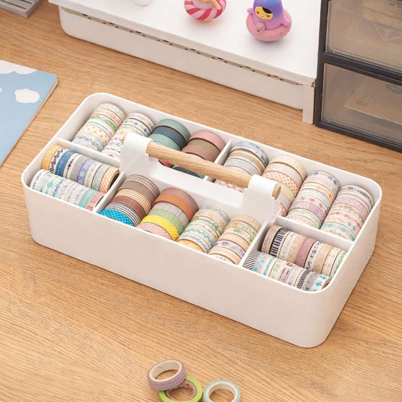 Pan Home Alou Storage Box with 5 Compartments and Handle 32.5x15.2x12.5cm - White - 262TCI9900052 - Image 1