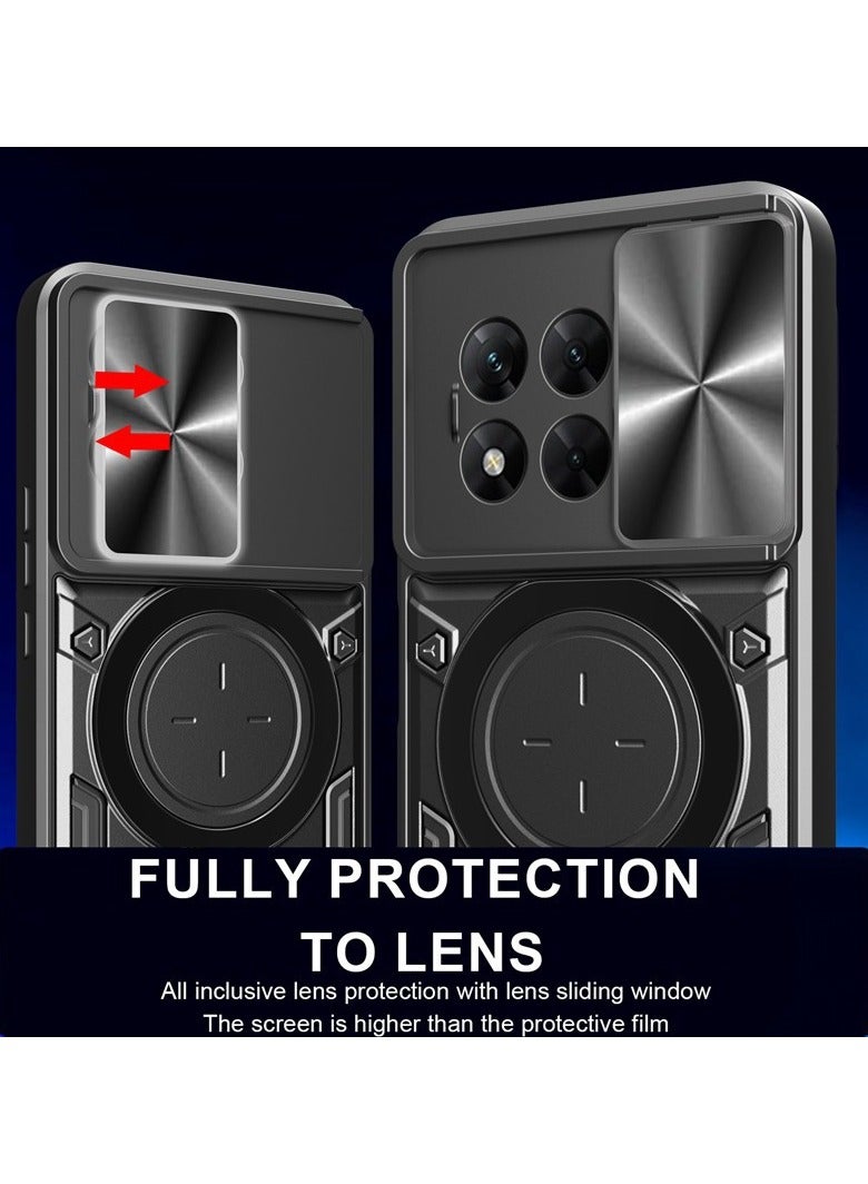 for OnePlus 13R 5G Case, Slide Camera Lens Cover, Magnetic Ring Holder Kickstand Protective Phone Case for OnePlus 13R 5G, Black - Image 4