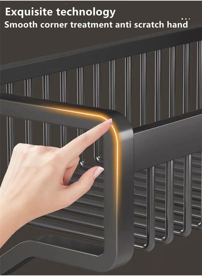 Kutis - 1-Piece Three Layer Bathroom Organizer/Bathroom Shelving/Bathroom Storage Rack High Quality Aluminum Black 57 x 22 x 62 Centimeter - Image 1