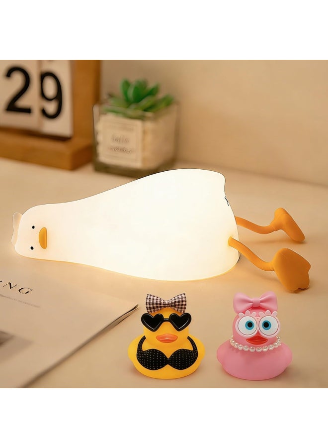 Rechargeable LED Duck Night Light, Soft Silicone Dimmable Bedside Lamp with 30-Minute Timer - Image 1